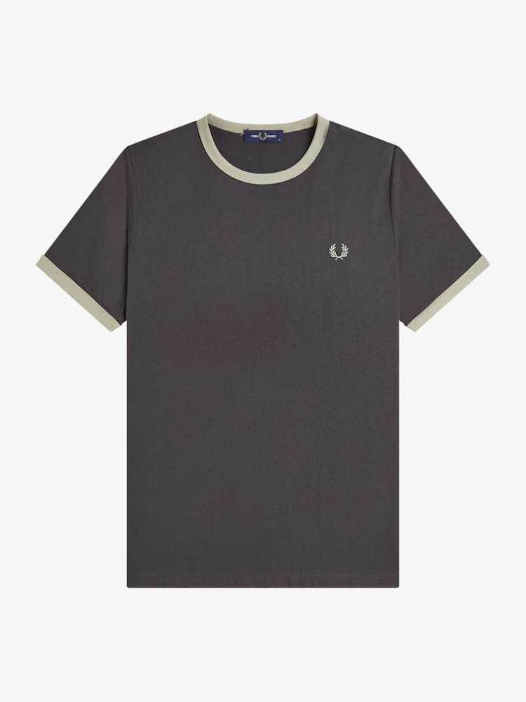 Fred Perry Grey Ringer T-Shirt - Image 5 of 5 Fred Perry Grey Ringer T-Shirt - Image 5 of 5