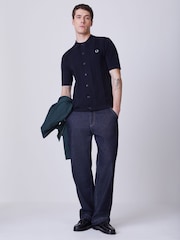 أزرق - Fred Perry Tonal Vertical Stripe Shirt - Image 2 of 5