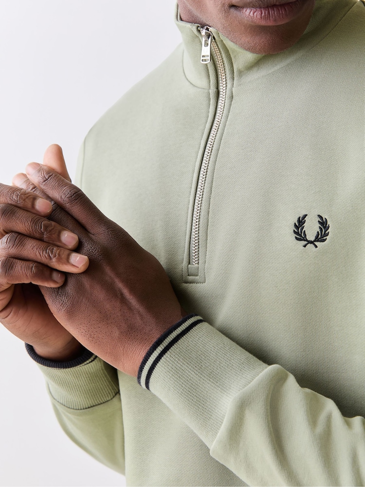 Fred Perry Mint Green Zip Sweatshirt - Image 5 of 5