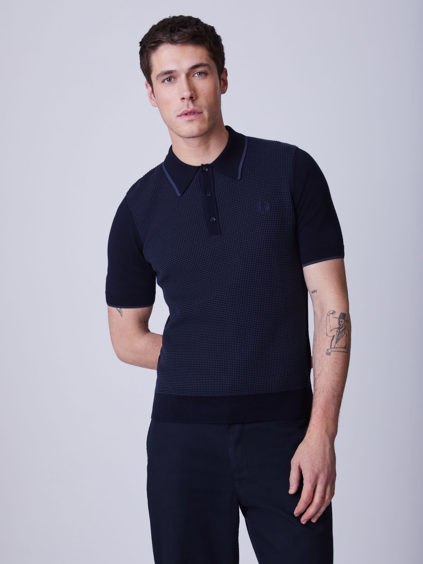 Buy Fred Perry Blue Tonic Waffle Knitted Polo Shirt from the Next
