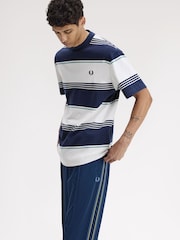 Fred Perry Blue Heavyweight Striped T-Shirt - Image 4 of 7