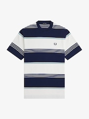 Fred Perry Blue Heavyweight Striped T-Shirt - Image 7 of 7