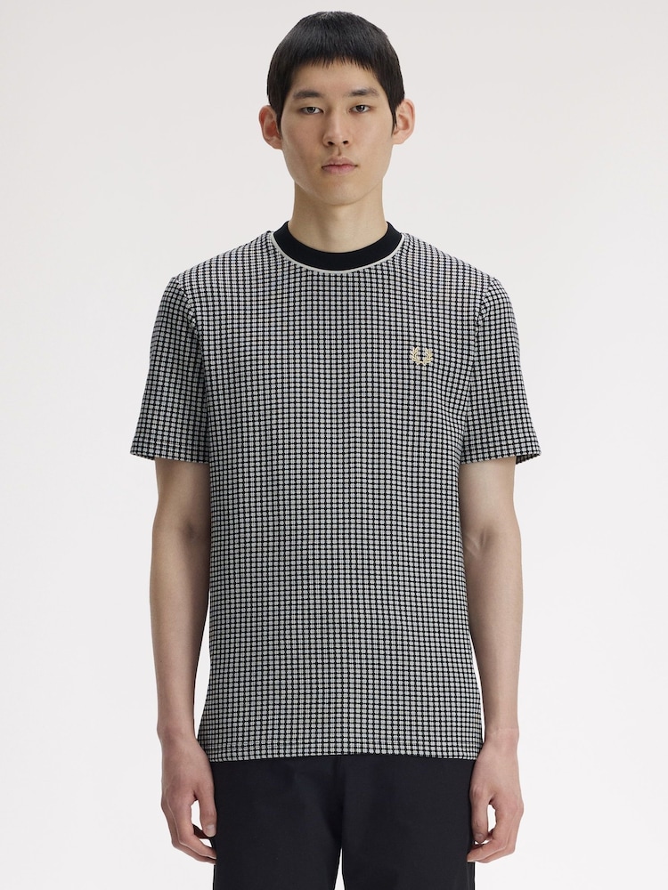 Fred Perry Black Checkerboard T-Shirt - Image 1 of 6 Fred Perry Black Checkerboard T-Shirt - Image 1 of 6