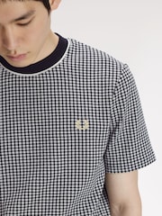 Fred Perry Black Checkerboard T-Shirt - Image 5 of 6