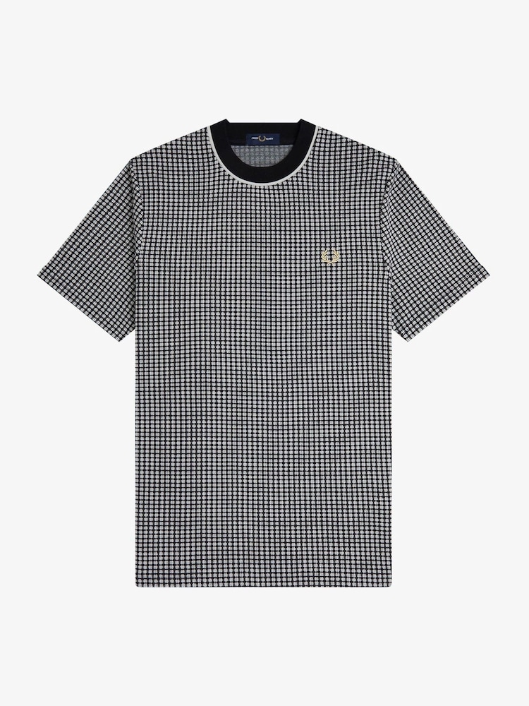Fred Perry Black Checkerboard T-Shirt - Image 6 of 6 Fred Perry Black Checkerboard T-Shirt - Image 6 of 6