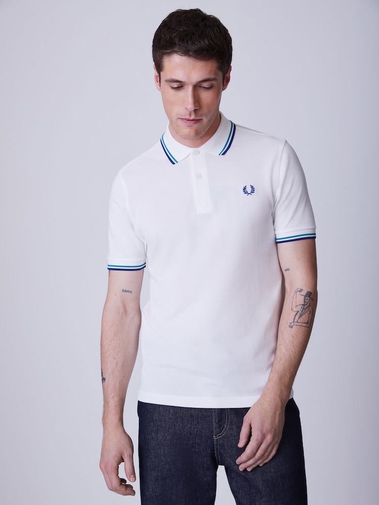 Fred Perry White Tipped Polo Shirt - Image 1 of 5 Fred Perry White Tipped Polo Shirt - Image 1 of 5