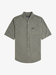 Fred Perry Green Gingham Short Sleeve Shirt - Image 1 of 1