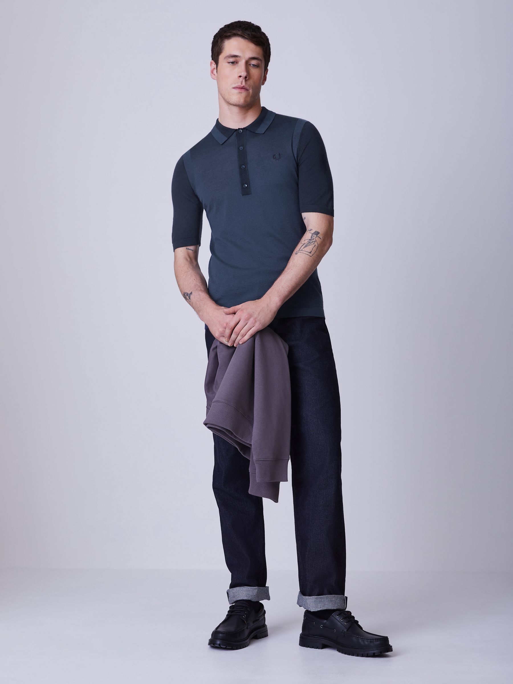 Buy Fred Perry Navy Tonic Waffle Knitted Polo Shirt from Next USA