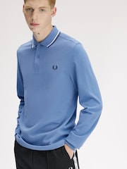 Fred Perry Sky Blue Sleeve Twin Tipped Polo Shirt - Image 3 of 6