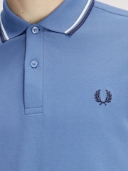 Fred Perry Sky Blue Sleeve Twin Tipped Polo Shirt - Image 5 of 6