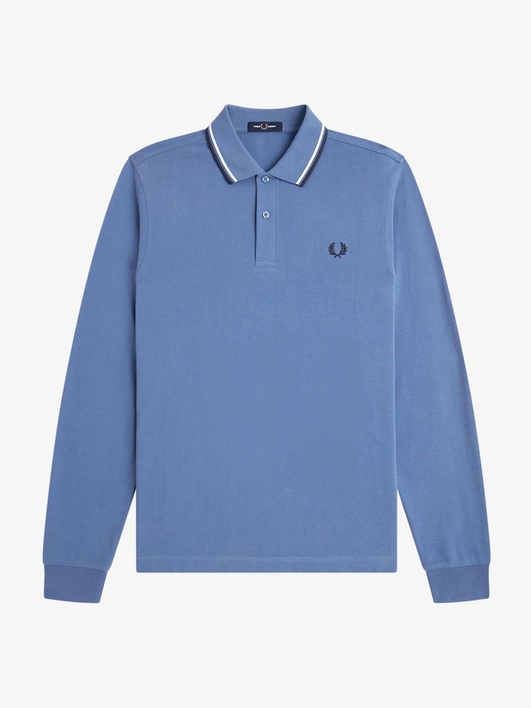 Fred Perry Sky Blue Sleeve Twin Tipped Polo Shirt - Image 6 of 6