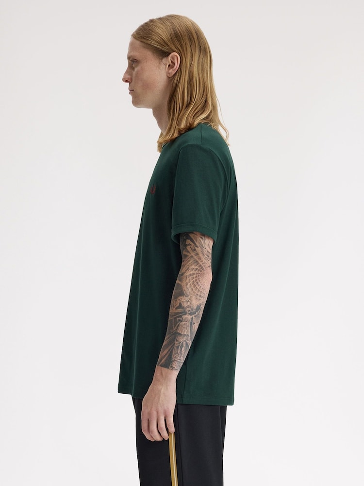Fred Perry Green Ringer T-Shirt - Image 2 of 5 Fred Perry Green Ringer T-Shirt - Image 2 of 5