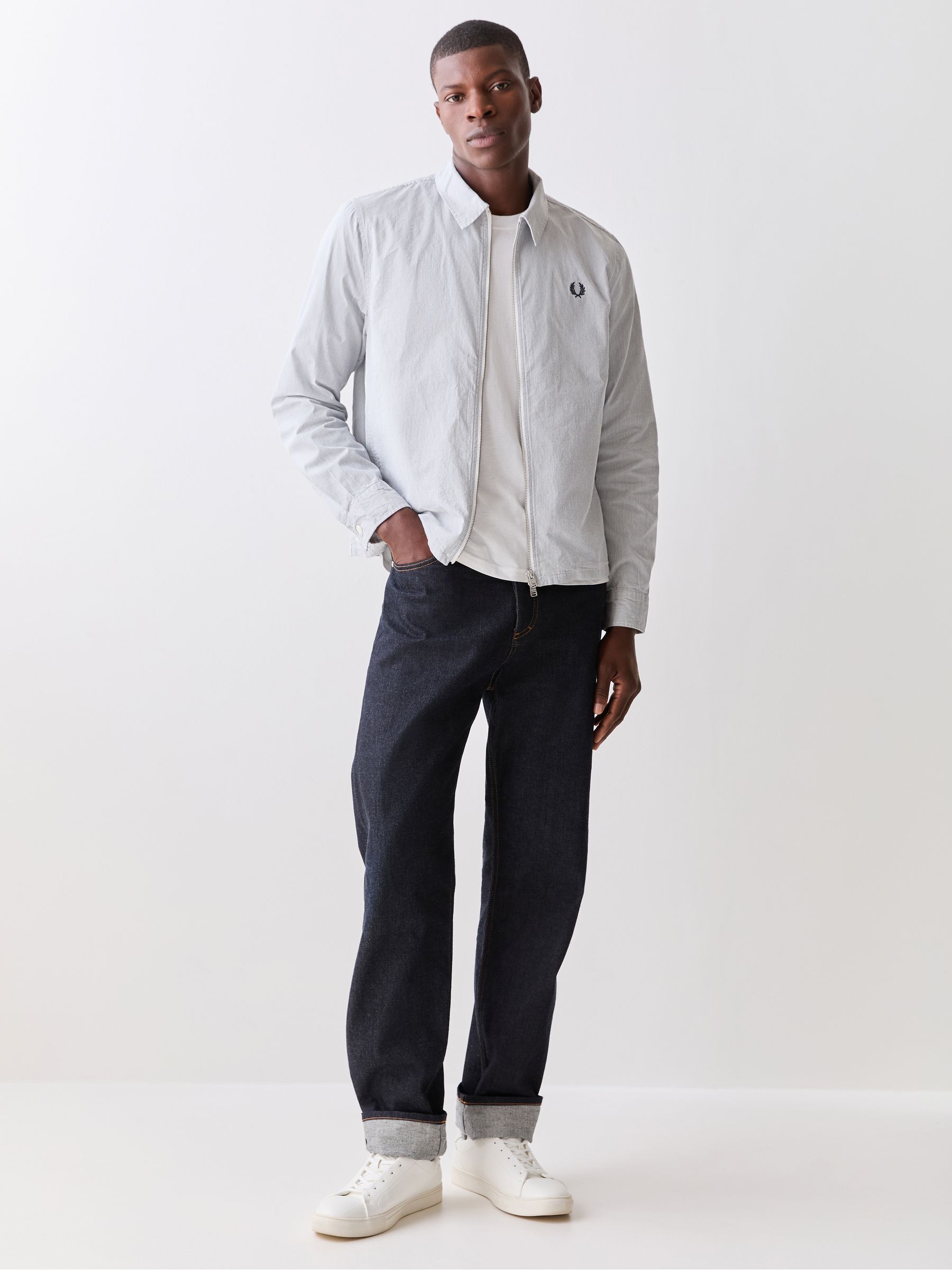 Buy Fred Perry Blue Stripe Seersucker Zip Overshirt from the Next