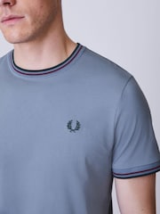 Fred Perry Stone Blue Fred Perry Twin Tipped Logo T-Shirt - Image 4 of 4