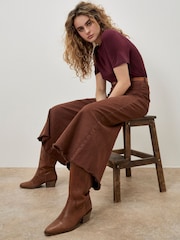 Apricot Brown Giana Two Pocket Wide Jeans - Image 1 of 5