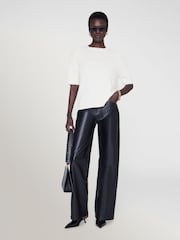 ANINE BING Black Black Leather Manon Trousers - Image 1 of 2