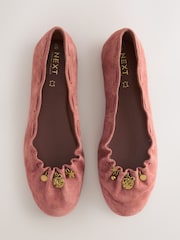 Terracotta Forever Comfort® Leather Ruched Charm Ballet Flats - Image 1 of 10