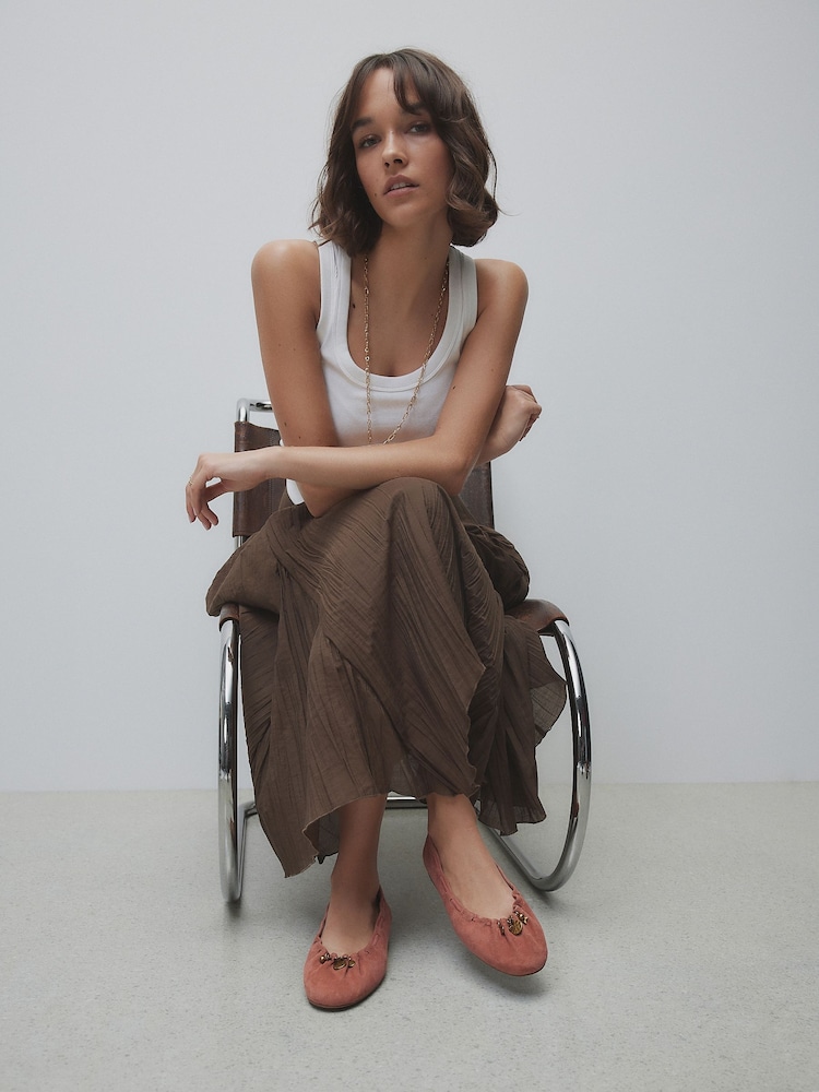 Terracotta Forever Comfort® Leather Ruched Charm Ballet Flats - Image 2 of 10