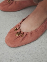 Terracotta Forever Comfort® Leather Ruched Charm Ballet Flats - Image 4 of 10