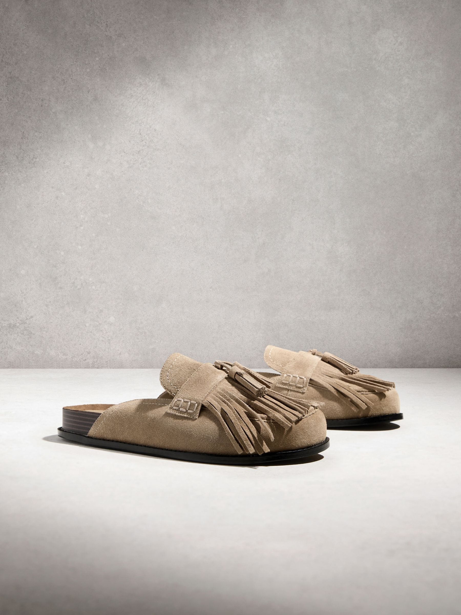 Buy Neutral N. Premium Fringe Footbed Shoes from Next USA