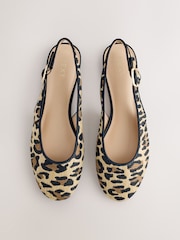 Leopard Forever Comfort® Round Toe Slingback Flats - Image 1 of 5