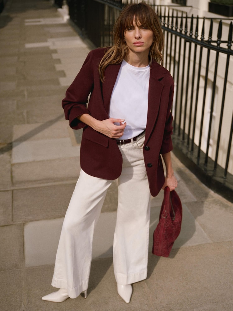 Mint Velvet Red Burgundy Wool Blend Hand Finished Blazer - Image 2 of 8 Mint Velvet Red Burgundy Wool Blend Hand Finished Blazer - Image 2 of 8