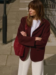 Mint Velvet Red Burgundy Wool Blend Hand Finished Blazer - Image 5 of 8