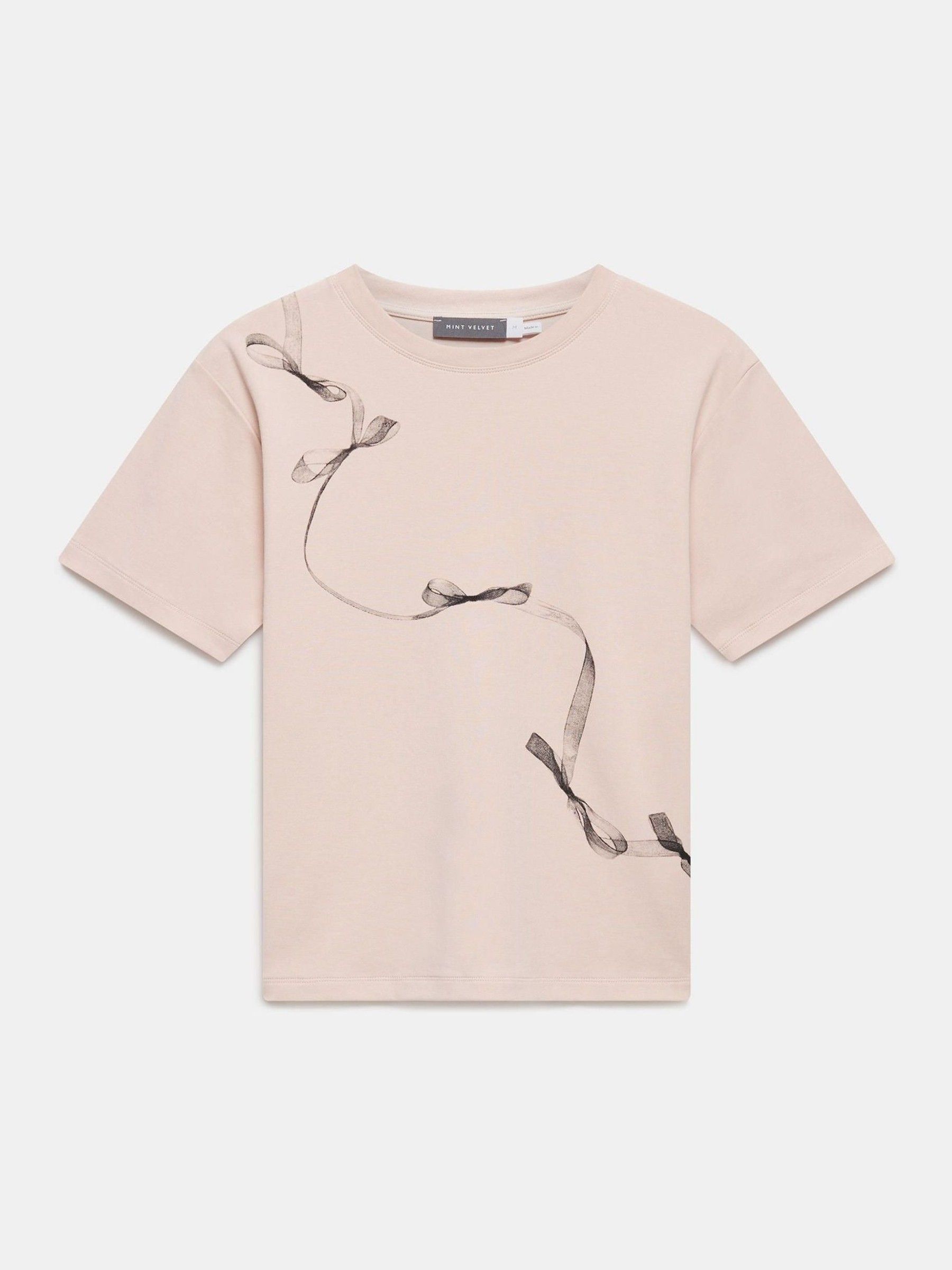 Buy Mint Velvet Pink Ribbon Print T-Shirt from the Next UK online shop