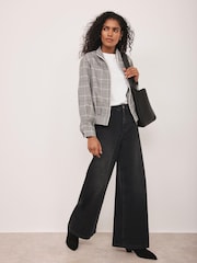 Mint Velvet Grey Checked Bomber Jacket - Image 3 of 8