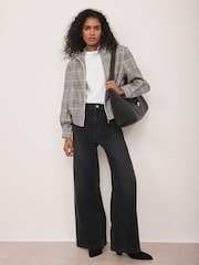 Mint Velvet Grey Checked Bomber Jacket - Image 6 of 8