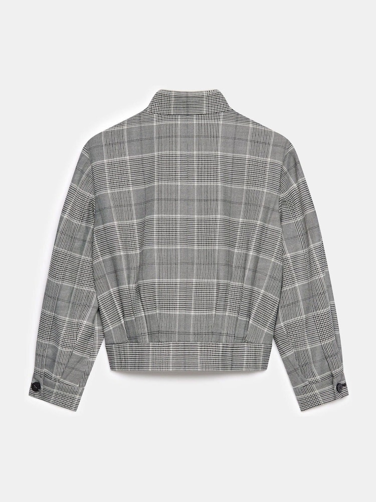 Mint Velvet Grey Checked Bomber Jacket - Image 8 of 8