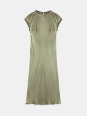 Mint Velvet Green Khaki Satin Midi Dress - Image 7 of 8