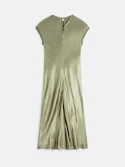 Mint Velvet Green Khaki Satin Midi Dress - Image 8 of 8