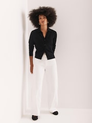 Mint Velvet Black Cotton Blend Button Collar Cardigan - Image 4 of 8