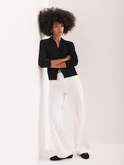 Mint Velvet Black Cotton Blend Button Collar Cardigan - Image 6 of 8