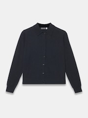 Mint Velvet Black Cotton Blend Button Collar Cardigan - Image 7 of 8