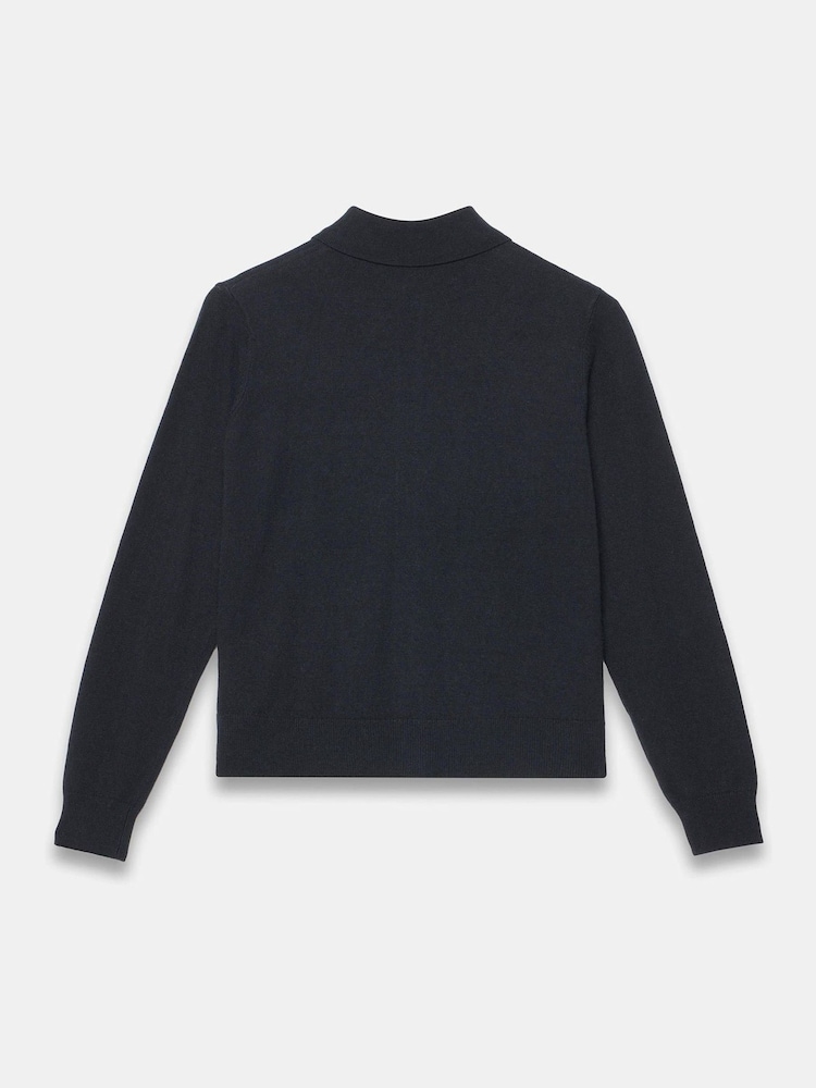 Mint Velvet Black Cotton Blend Button Collar Cardigan - Image 8 of 8