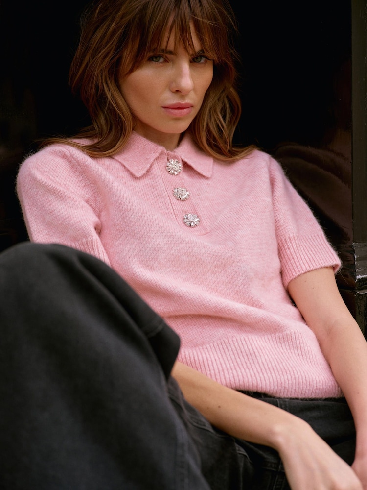 Mint Velvet Pink Short Sleeve Knit Top - Image 2 of 8