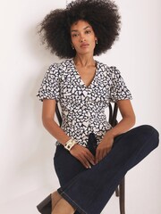 Mint Velvet Blue Heart Print Top - Image 2 of 8