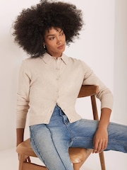 Mint Velvet Natural Fine Knit Cotton Blend Cardigan - Image 2 of 8