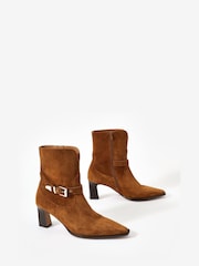 Mint Velvet Brown Blair Suede Buckled Ankle Boots - Image 3 of 5