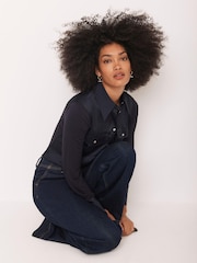 Mint Velvet Blue Satin Utility Shirt - Image 2 of 8