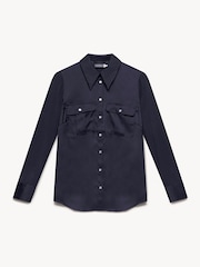 Mint Velvet Blue Satin Utility Shirt - Image 6 of 8