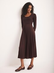 Mint Velvet Red Burgundy Scallop Trim Midi Dress - Image 3 of 8