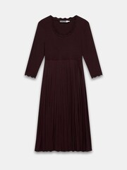 Mint Velvet Red Burgundy Scallop Trim Midi Dress - Image 7 of 8