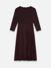 Mint Velvet Red Burgundy Scallop Trim Midi Dress - Image 8 of 8