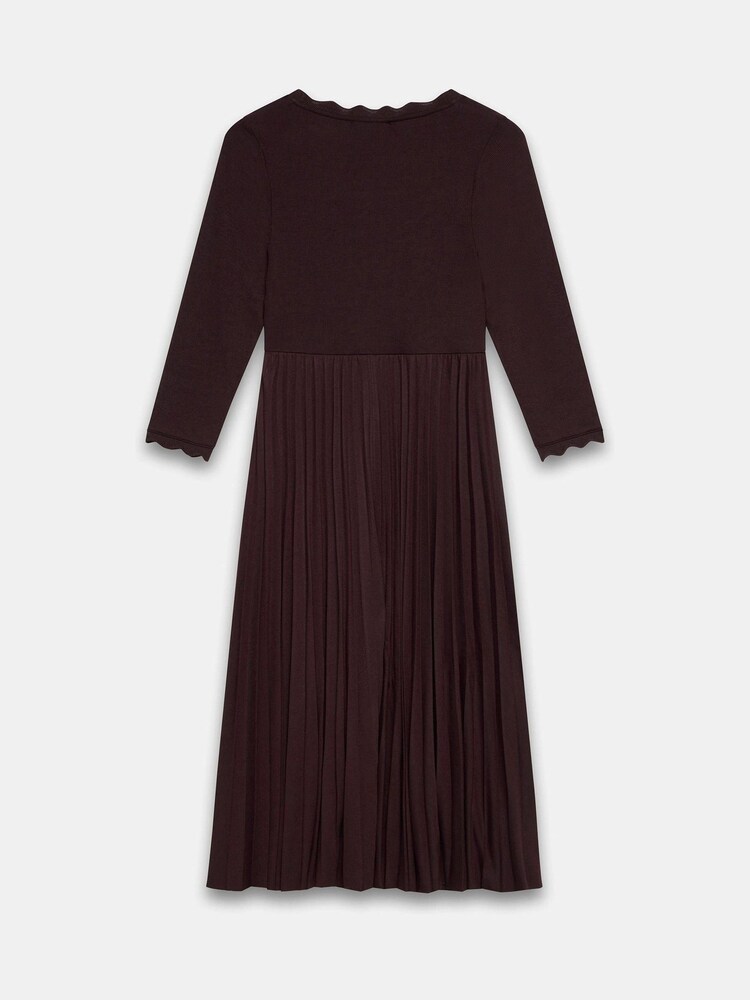 Mint Velvet Red Burgundy Scallop Trim Midi Dress - Image 8 of 8