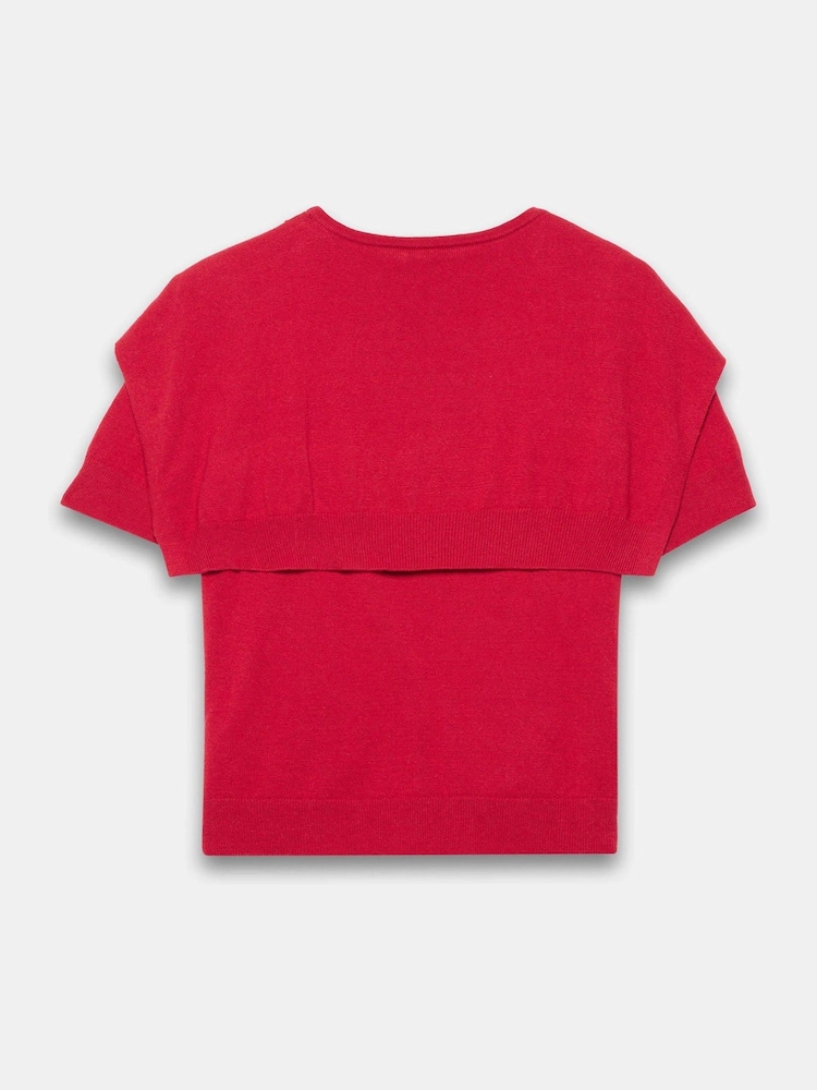 Mint Velvet Red Scarf Detail Cotton Blend Knit Top - Image 8 of 8