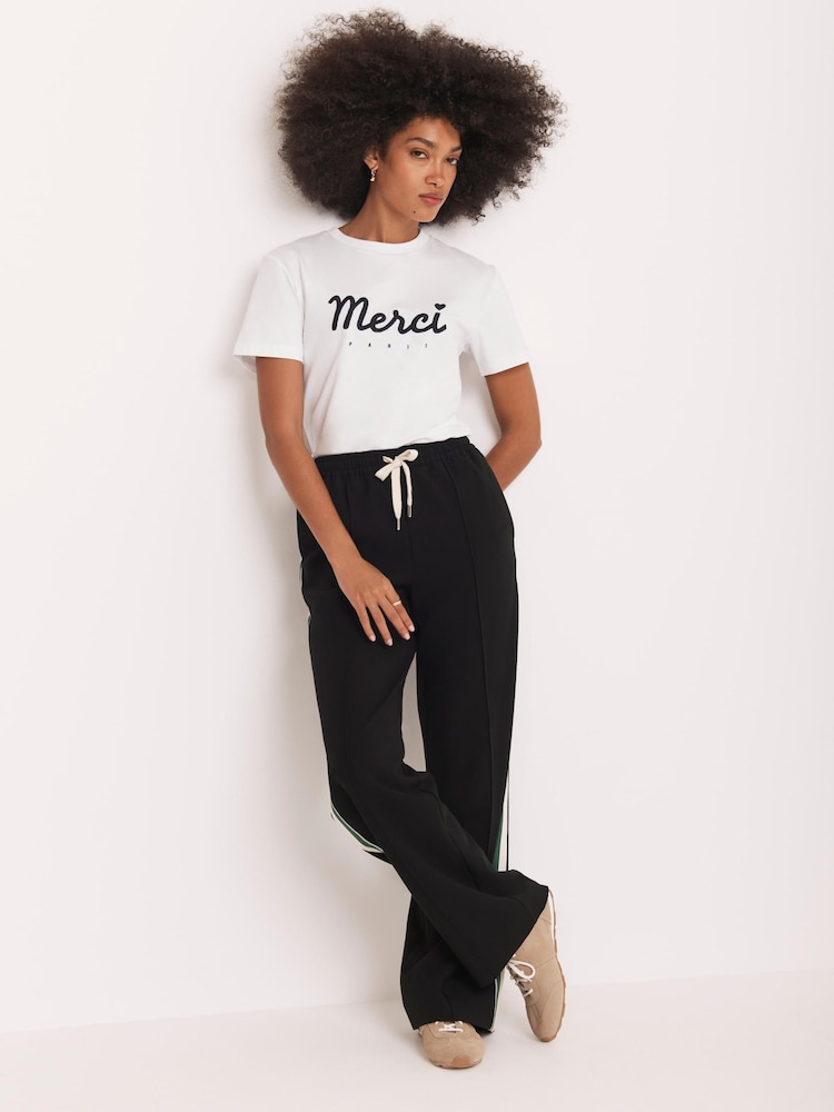 Mint Velvet White Merci Graphic Print T-Shirt - Image 2 of 9 Mint Velvet White Merci Graphic Print T-Shirt - Image 2 of 9