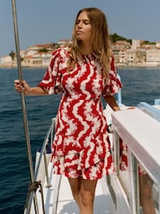 Mint Velvet Red Wavy Print Mini Dress - Image 2 of 8